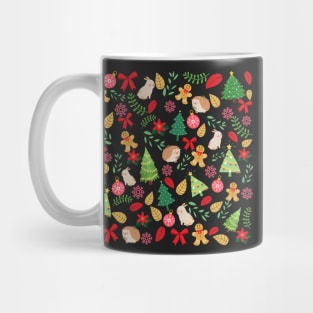 Christmas Holidays With Woodland Creatures Pattern_Yellow Background Mug